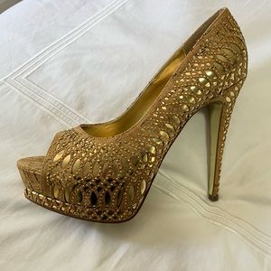 BEBE Golden Pump Heels